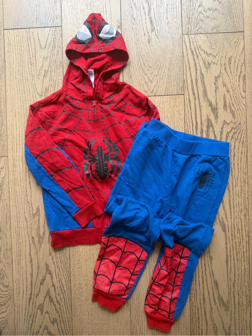 Marvel Kids Boys Red & Blue Spider-Man Full Zip Hoodie & Sweatpants Set Sz 8